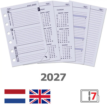 6237-27 125 x 80 mm Pocket Planificateur de l'ordre du jour recharge hebdomadaire NL en 2027